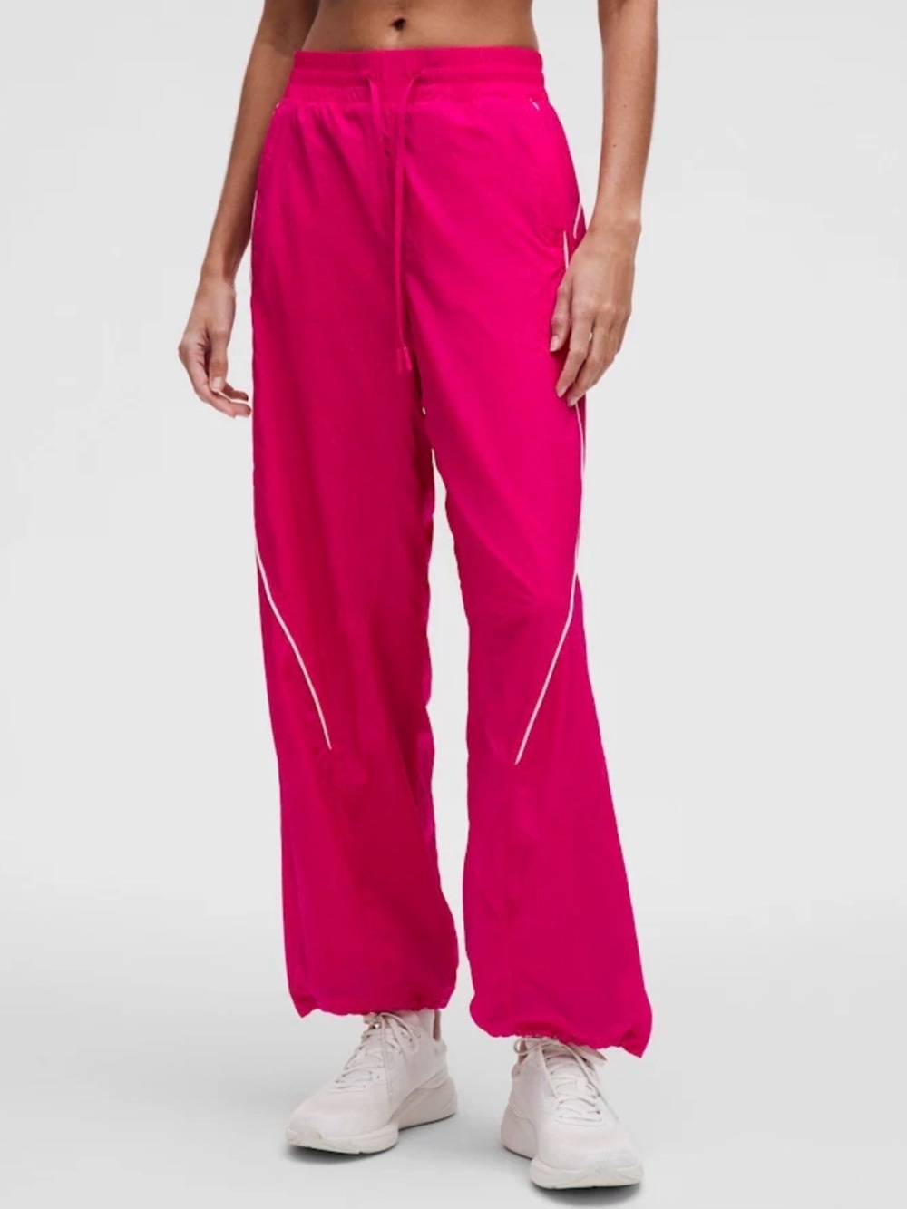 Lululemon Hot Pink Wide-Leg Track Pants with White Piping